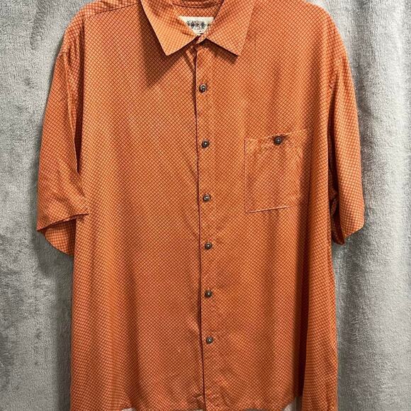 Orange short sleeve button up shirt xl by campia moda - Picture 1 of 6